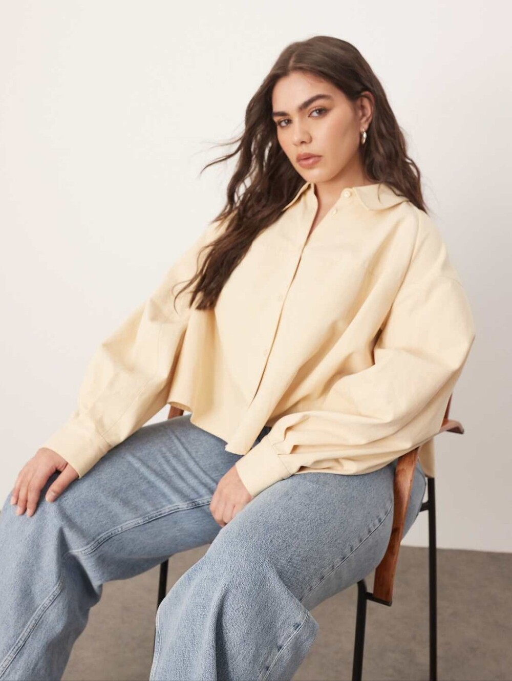 ARRANGE Curve Structured Boxy Shirt, Buttermilk, Size 8